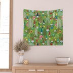 Gnomes In the Garden Green Wall Tapestry Gallery Image 2