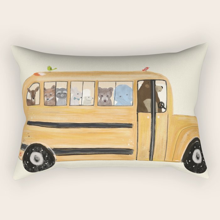 little yellow bus Rectangular Pillow Gallery Image 1