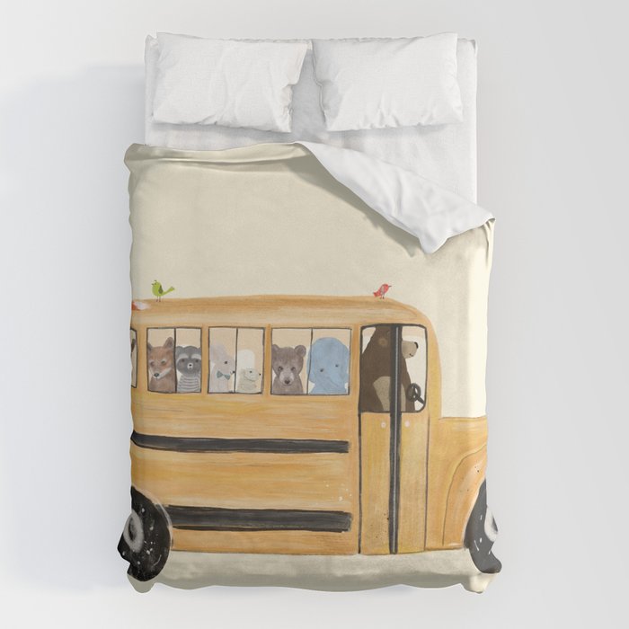 little yellow bus Duvet Cover Gallery Image 1