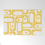 Mid Century Modern Abstract Lemon Yellow and Off White Piquet Multi Pattern  Welcome Mat Gallery Image 1