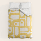 Mid Century Modern Abstract Lemon Yellow and Off White Piquet Multi Pattern  Comforter Gallery Image 6