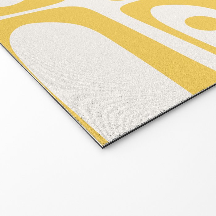 Mid Century Modern Abstract Lemon Yellow and Off White Piquet Multi Pattern  Welcome Mat Gallery Image 2