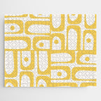 Mid Century Modern Abstract Lemon Yellow and Off White Piquet Multi Pattern  Jigsaw Puzzle Gallery Image 1