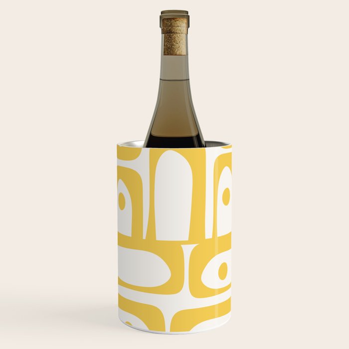 Mid Century Modern Abstract Lemon Yellow and Off White Piquet Multi Pattern  Wine Chiller Gallery Image 3