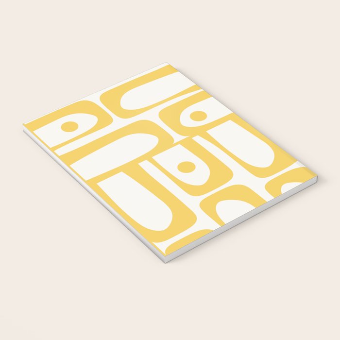 Mid Century Modern Abstract Lemon Yellow and Off White Piquet Multi Pattern  Notebook Gallery Image 3