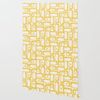 Mid Century Modern Abstract Lemon Yellow and Off White Piquet Multi Pattern  Wallpaper Gallery Image 2