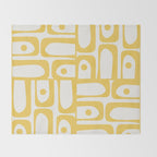 Mid Century Modern Abstract Lemon Yellow and Off White Piquet Multi Pattern  Throw Blanket Gallery Image 2