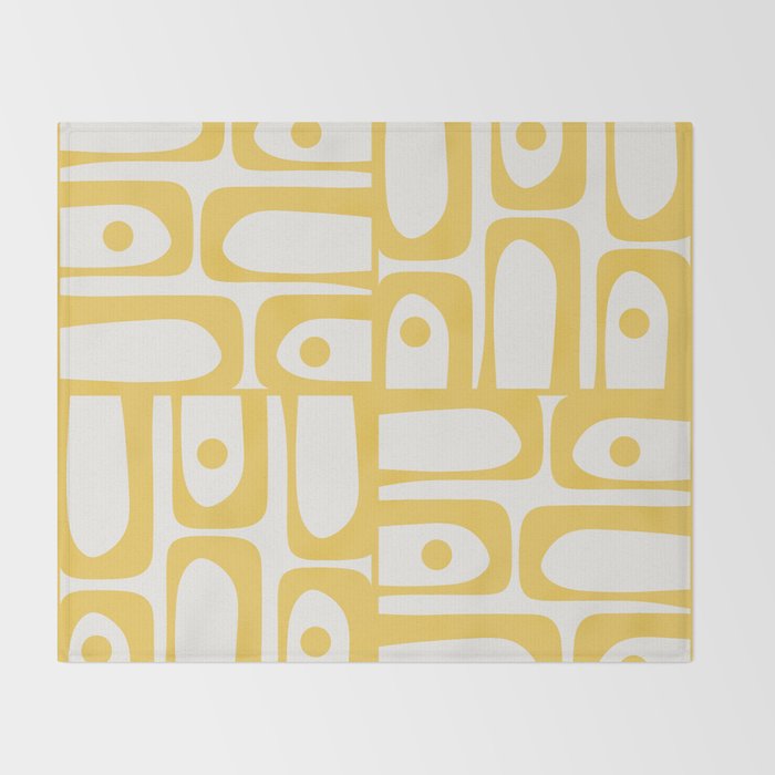 Mid Century Modern Abstract Lemon Yellow and Off White Piquet Multi Pattern  Throw Blanket Gallery Image 2