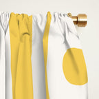 Mid Century Modern Abstract Lemon Yellow and Off White Piquet Multi Pattern  Window Curtain Gallery Image 2