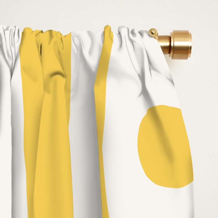 Mid Century Modern Abstract Lemon Yellow and Off White Piquet Multi Pattern  Window Curtain Gallery Image 2