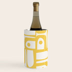 Mid Century Modern Abstract Lemon Yellow and Off White Piquet Multi Pattern  Wine Chiller Gallery Image 1