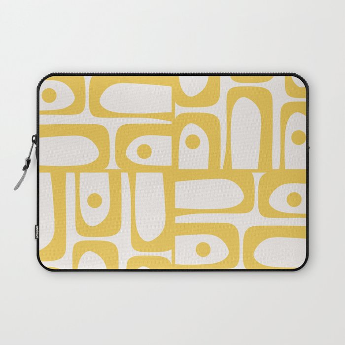 Mid Century Modern Abstract Lemon Yellow and Off White Piquet Multi Pattern  Laptop Sleeve Gallery Image 1