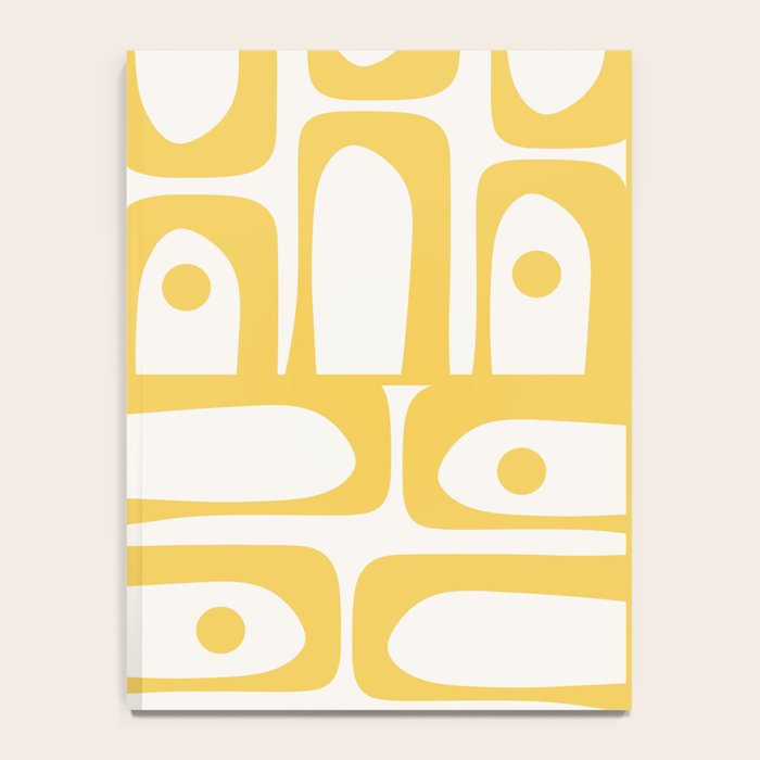 Mid Century Modern Abstract Lemon Yellow and Off White Piquet Multi Pattern  Notebook Gallery Image 4