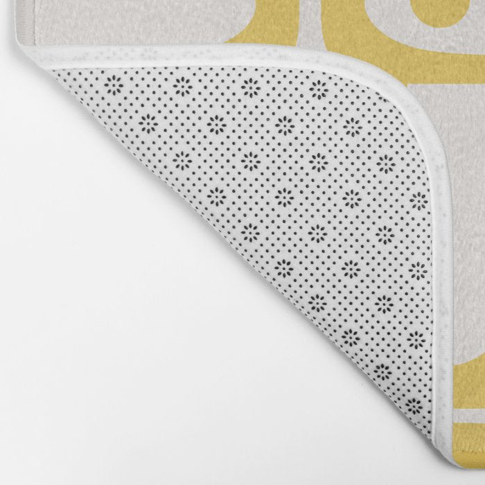 Mid Century Modern Abstract Lemon Yellow and Off White Piquet Multi Pattern  Bath Mat Gallery Image 2