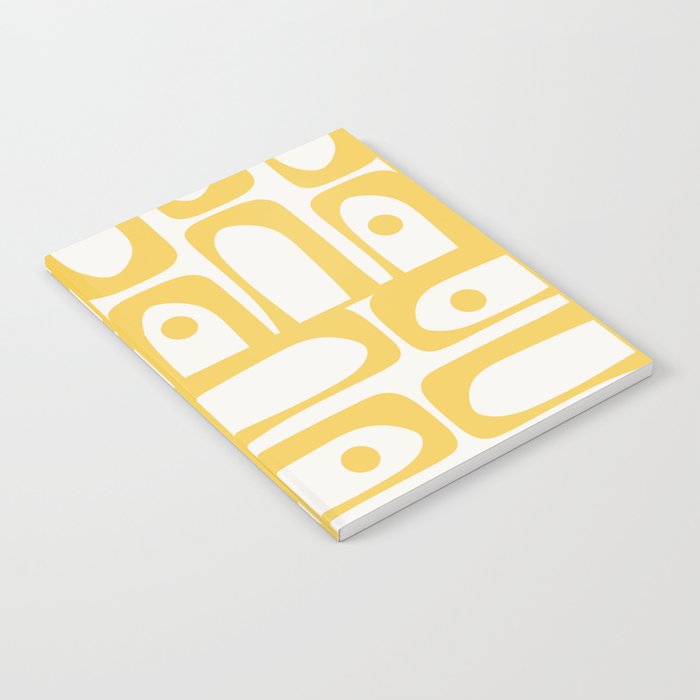 Mid Century Modern Abstract Lemon Yellow and Off White Piquet Multi Pattern  Notebook Gallery Image 2