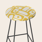 Mid Century Modern Abstract Lemon Yellow and Off White Piquet Multi Pattern  Stool Gallery Image 2