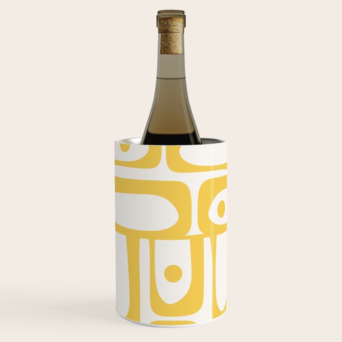 Mid Century Modern Abstract Lemon Yellow and Off White Piquet Multi Pattern  Wine Chiller Gallery Image 2