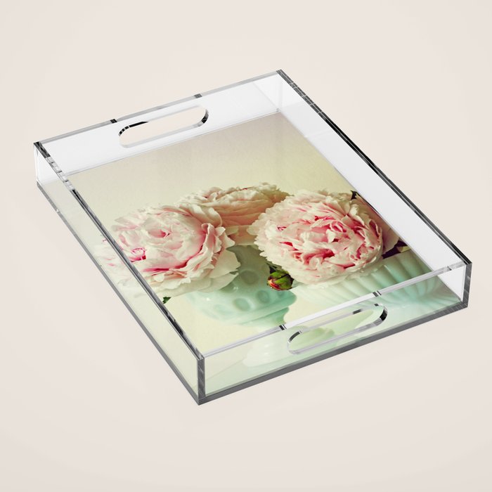 Her Heart Sang a Beautiful Song cottage core flower photograph Acrylic Tray Gallery Image 1