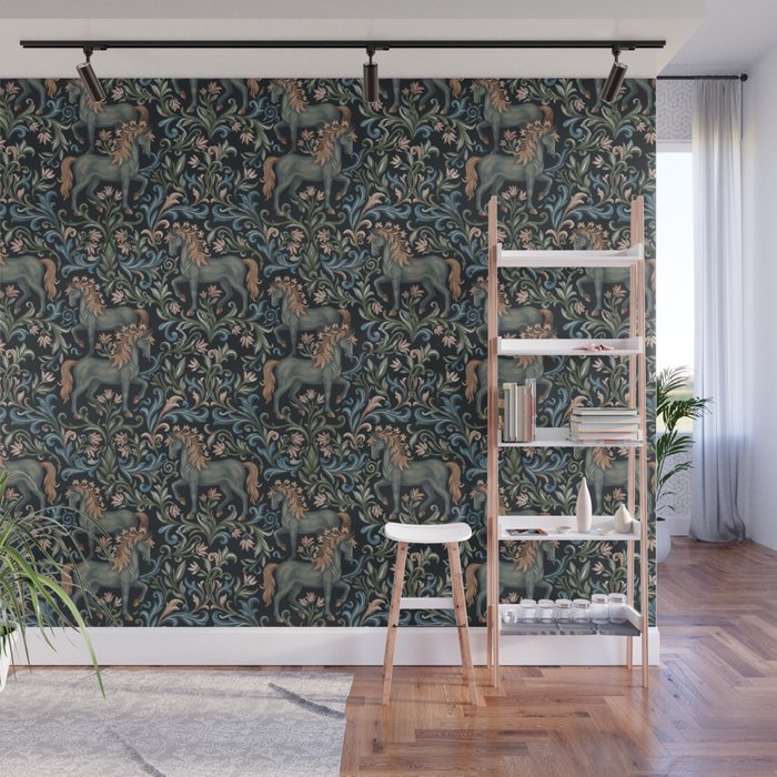 Whimsical Horses Botanicals II Wall Mural Gallery Image 1