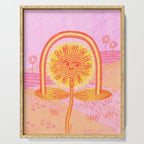 Retro Sunflower & Rainbow in Pink Serving Tray Gallery Image 1