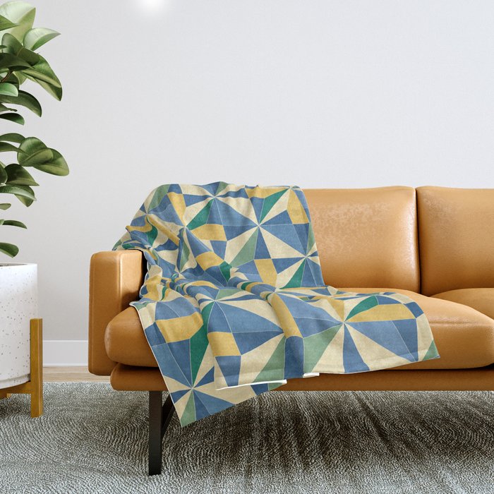 Kaleidoscope Tile Pattern XV Bold Colorful Summer Throw Blanket Gallery Image 1