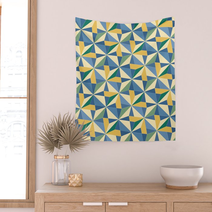 Kaleidoscope Tile Pattern XV Bold Colorful Summer Wall Tapestry Gallery Image 2