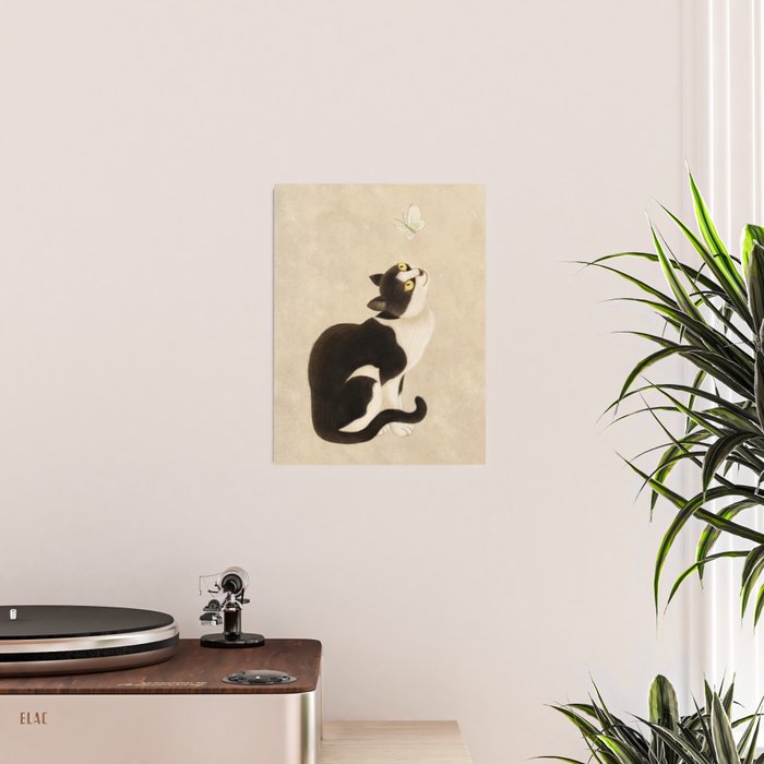Minhwa: cat & butterfly (Korean traditional/folk art) Poster Gallery Image 2