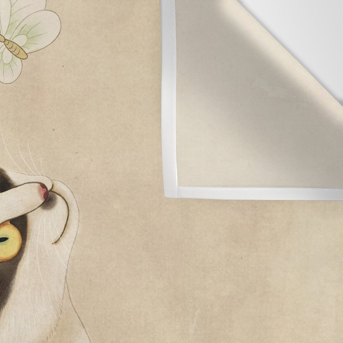 Minhwa: cat & butterfly (Korean traditional/folk art) Wall Tapestry Gallery Image 3