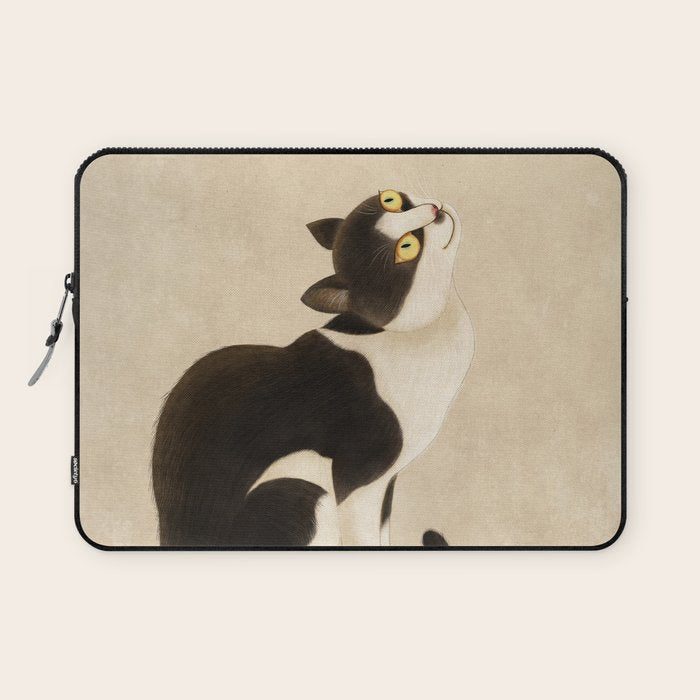 Minhwa: cat & butterfly (Korean traditional/folk art) Laptop Sleeve Gallery Image 1