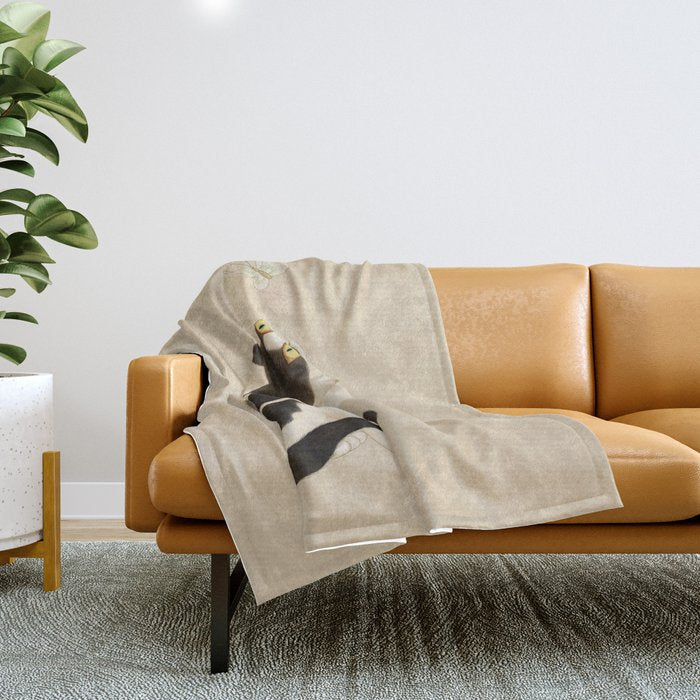 Minhwa: cat & butterfly (Korean traditional/folk art) Throw Blanket Gallery Image 1