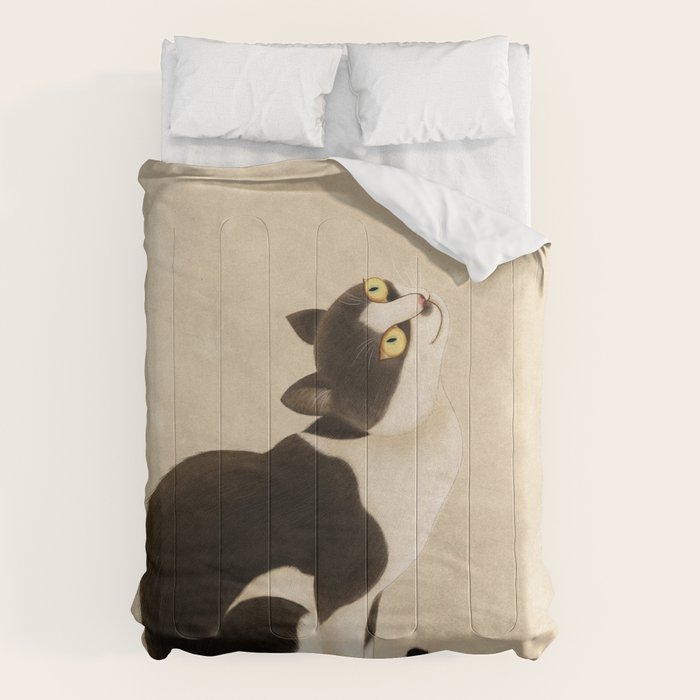 Minhwa: cat & butterfly (Korean traditional/folk art) Comforter Gallery Image 1