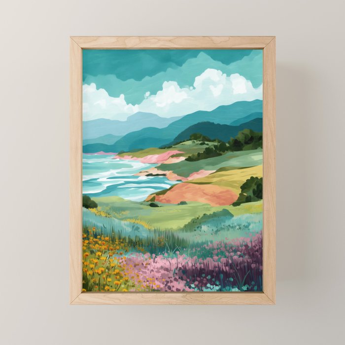 Meadow by the Sea Mini Art Print Gallery Image 1