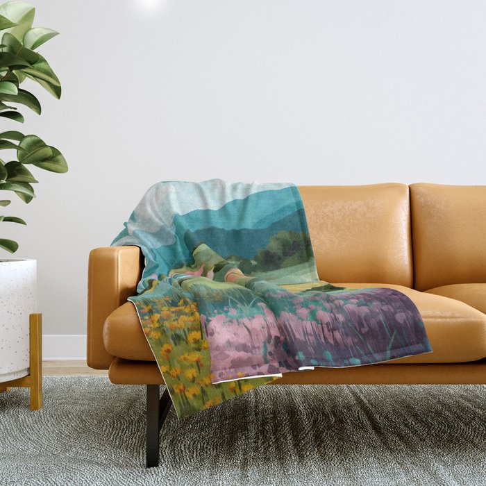 Meadow by the Sea Throw Blanket Gallery Image 1