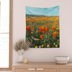 California Wildflower Poppy Superbloom Wall Tapestry Gallery Image 2