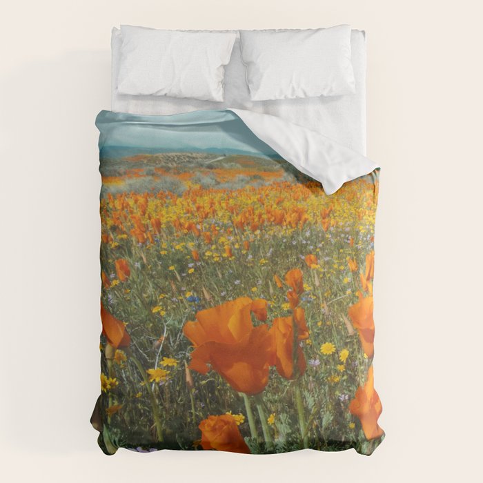 California Wildflower Poppy Superbloom Duvet Cover Gallery Image 6