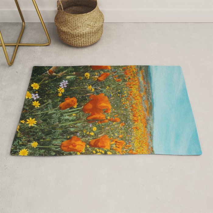 California Wildflower Poppy Superbloom Rug Gallery Image 1