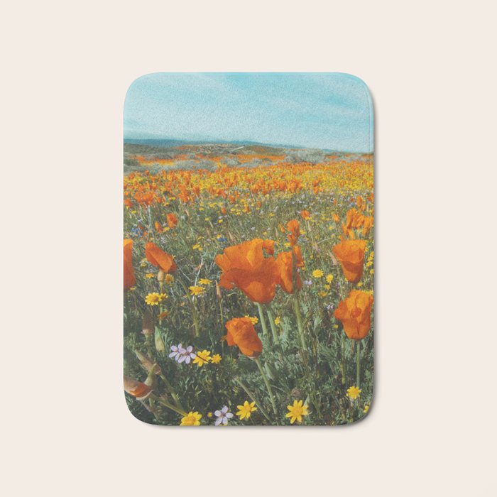 California Wildflower Poppy Superbloom Bath Mat Gallery Image 1