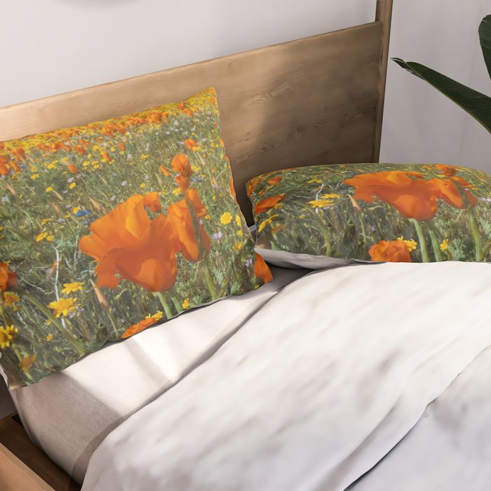 California Wildflower Poppy Superbloom Pillow Sham Gallery Image 2