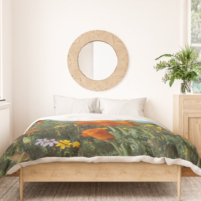 California Wildflower Poppy Superbloom Duvet Cover Gallery Image 3