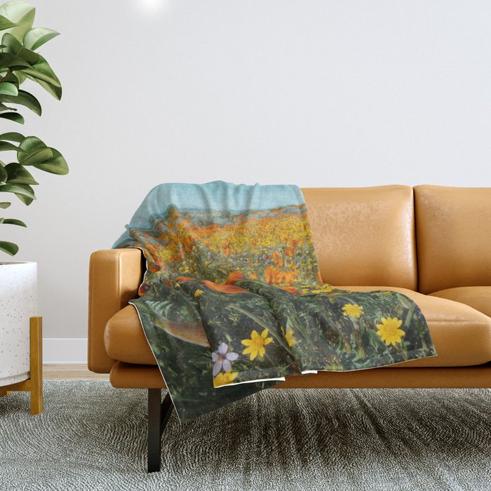 California Wildflower Poppy Superbloom Throw Blanket Gallery Image 1