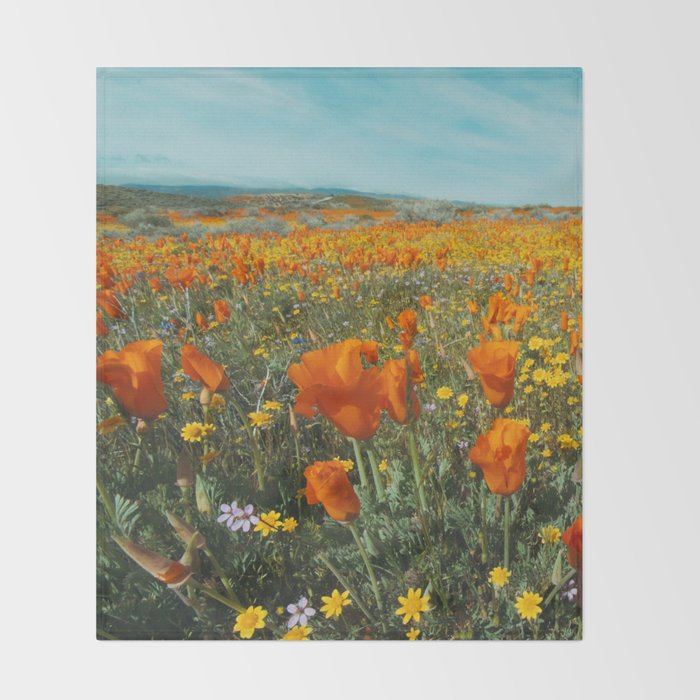 California Wildflower Poppy Superbloom Throw Blanket Gallery Image 2