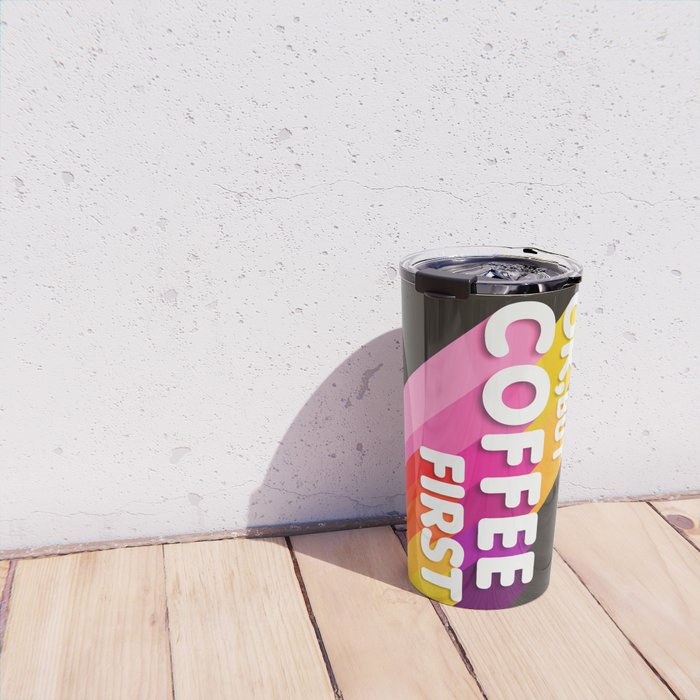 OK, but coffee first - retro typography Travel Mug Gallery Image 4