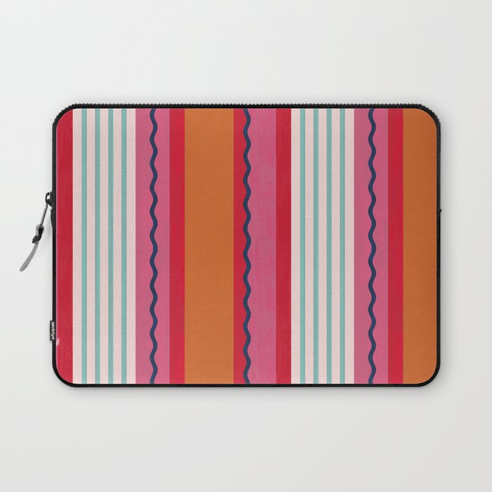Bold Color Play Pink And Orange Stripes Laptop Sleeve Gallery Image 1