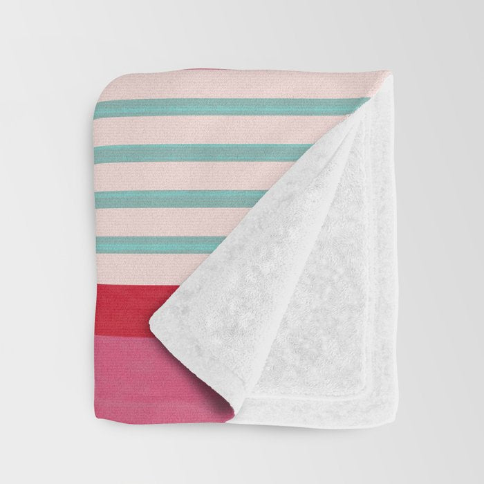 Bold Color Play Pink And Orange Stripes Throw Blanket Gallery Image 3