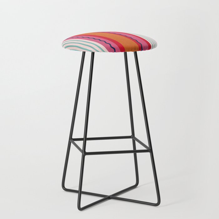 Bold Color Play Pink And Orange Stripes Stool Gallery Image 1