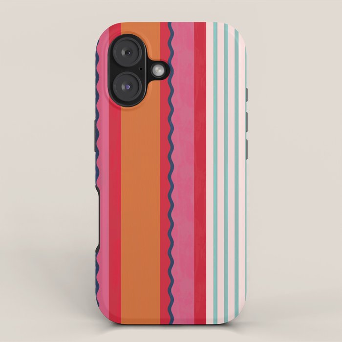 Bold Color Play Pink And Orange Stripes iPhone Case Gallery Image 1