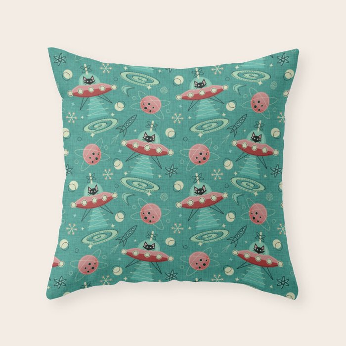 Atomic Cats in Space - ©studioxtine Throw Pillow Gallery Image 6