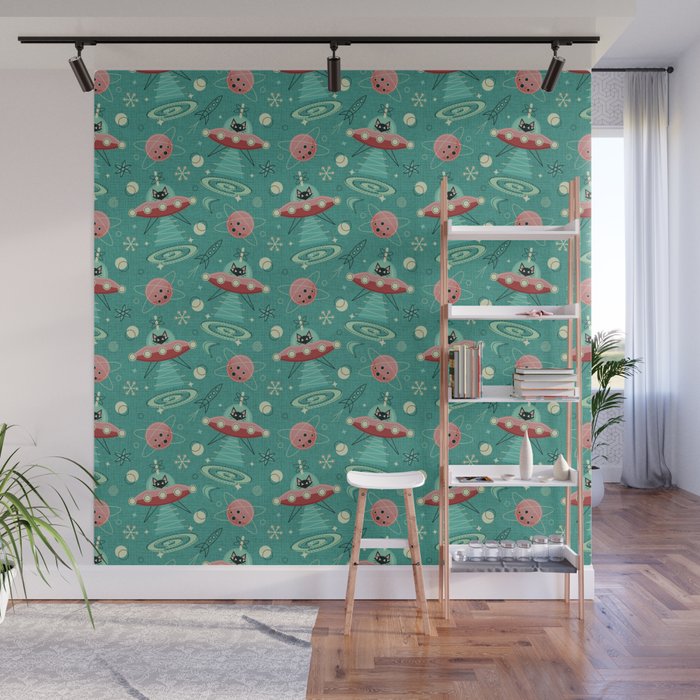 Atomic Cats in Space - ©studioxtine Wall Mural Gallery Image 1