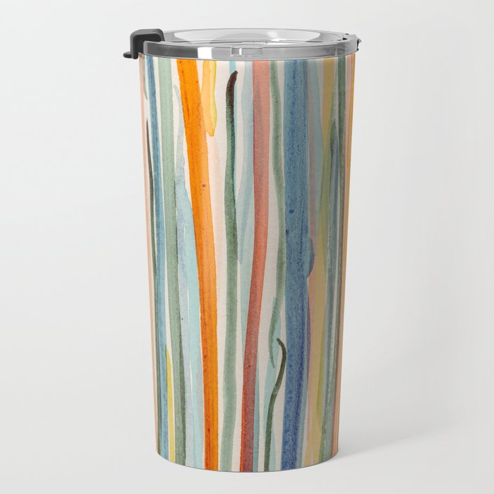 Loose Watercolor Lines 2 - abstract yellow painting Travel Mug Gallery Image 3