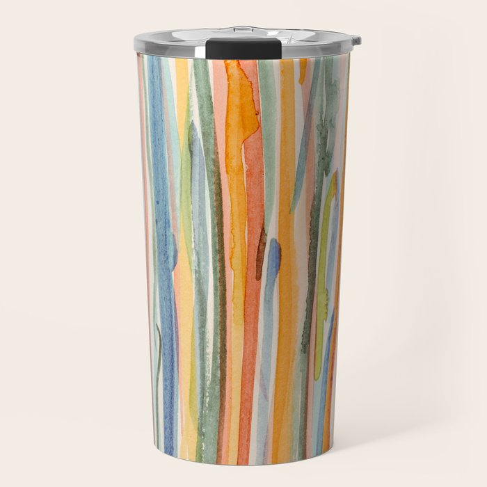 Loose Watercolor Lines 2 - abstract yellow painting Travel Mug Gallery Image 1